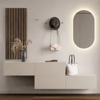 2x 140 cm Hallway Coat Rack with Wall Panels and Mirror...