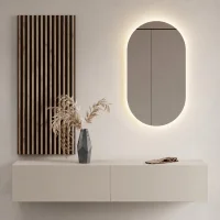 Flurgarderobe 160 cm mit Wandpaneele und Spiegel mit...