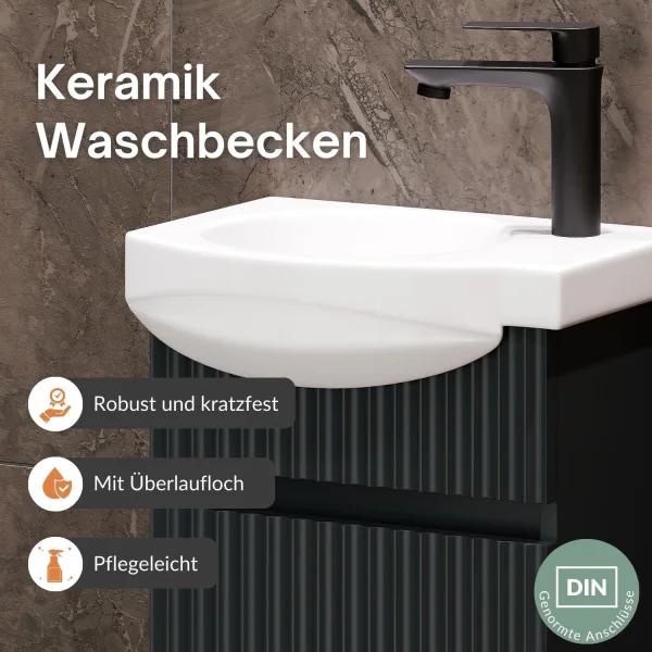 Wega 40 cm Bathroom Furniture Set with Mirror, Matte Anthracite
