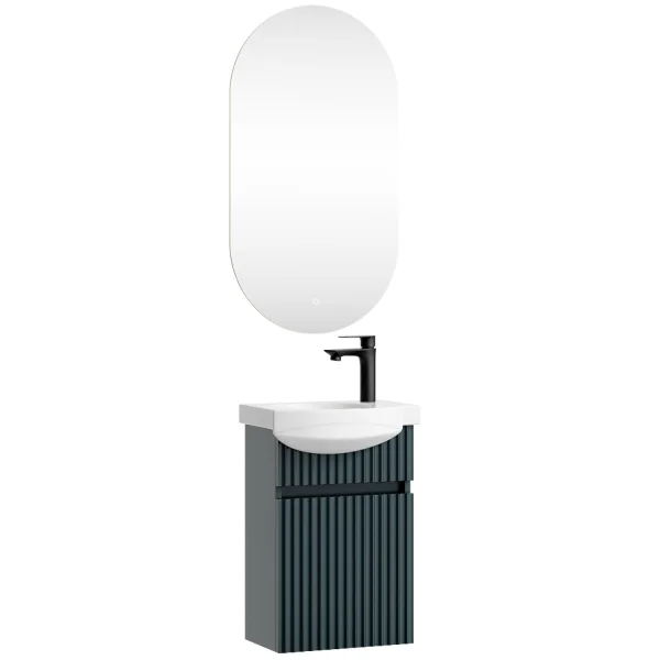 Wega 40 cm Bathroom Furniture Set with Mirror, Matte Anthracite