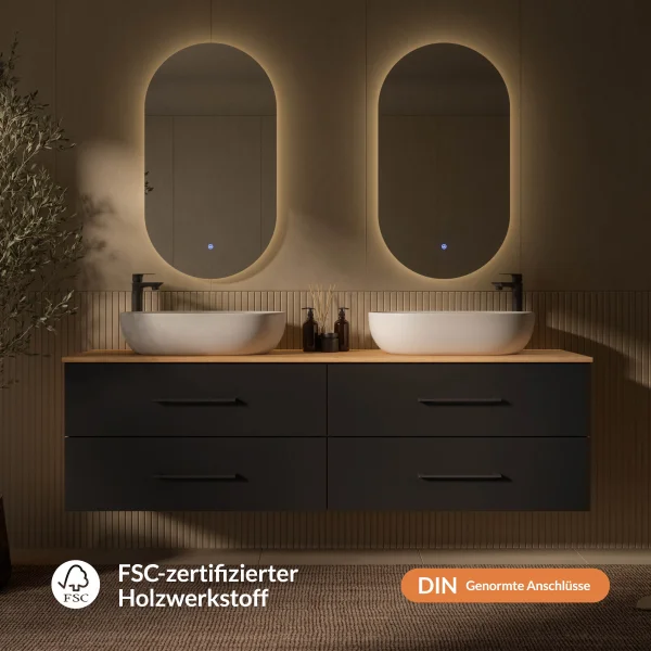 LUX 180 cm Double Vanity Cabinet with LED Mirror
