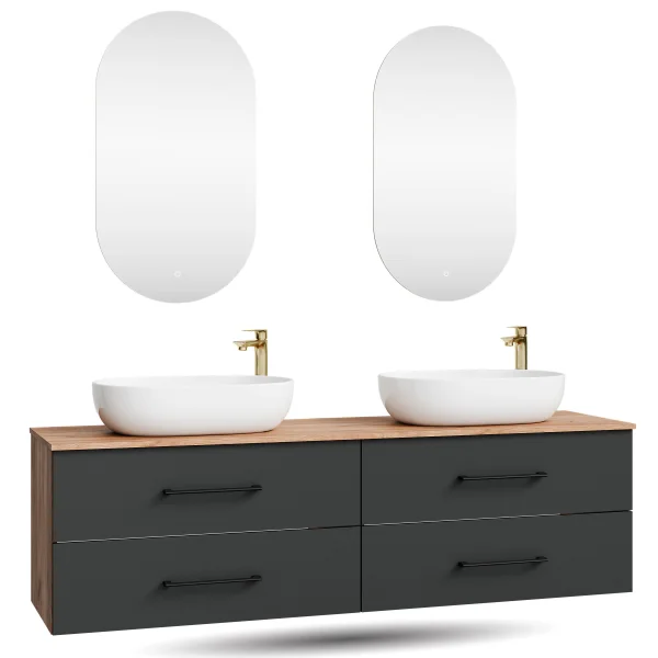 LUX 180 cm Double Vanity Cabinet with LED Mirror