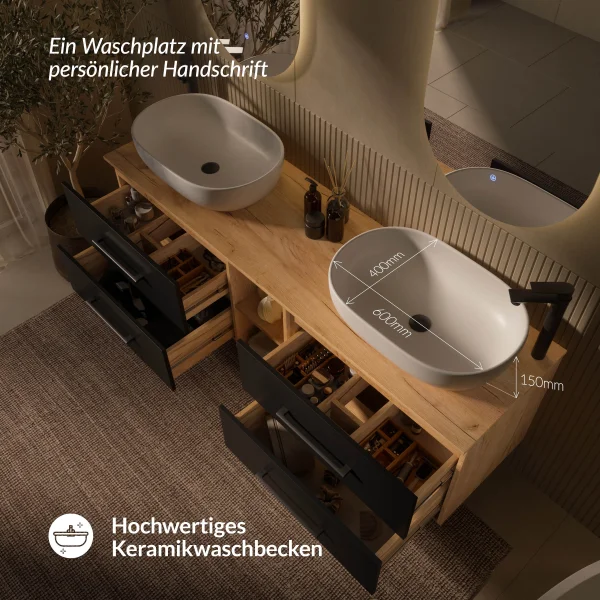 LUX 170 cm Double Vanity Cabinet with LED Mirror