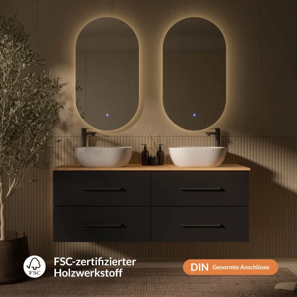 LUX 140 cm Double Vanity Cabinet with LED Mirror
