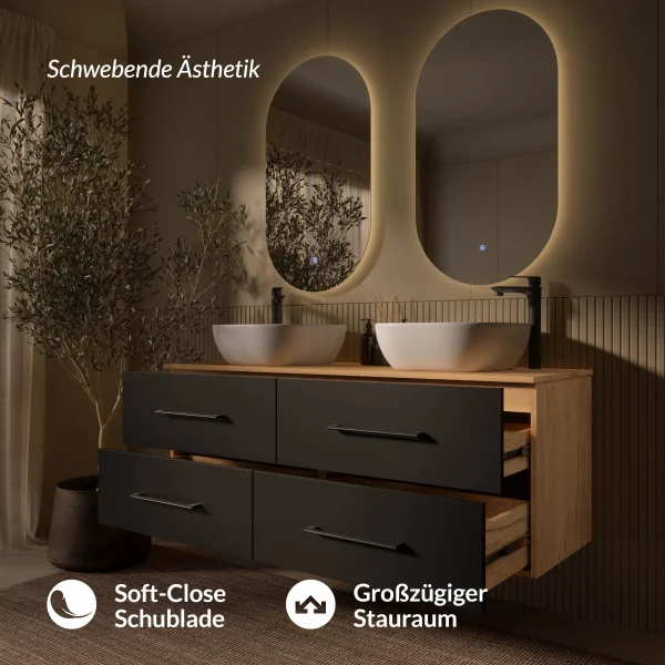 LUX 140 cm Double Vanity Cabinet with LED Mirror