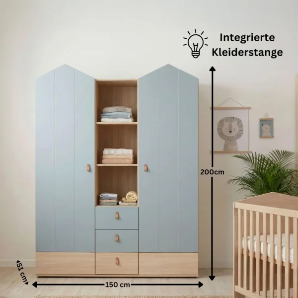 6-teiliges Babymöbel-Megaset »Roofy« mit 2-trg. Kleiderschrank