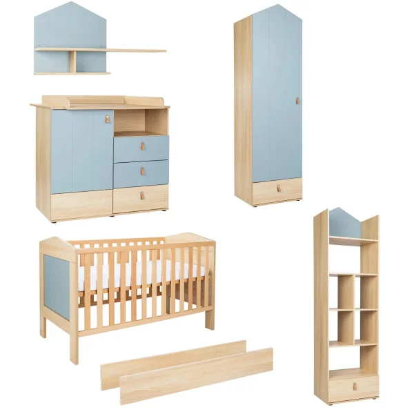 "Roofy" 6-Piece Baby Furniture Mega Set with a 1-door Wardrobe