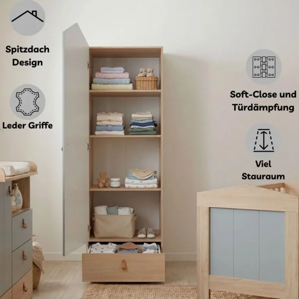 "Roofy" 6-Piece Baby Furniture Mega Set with a 1-door Wardrobe