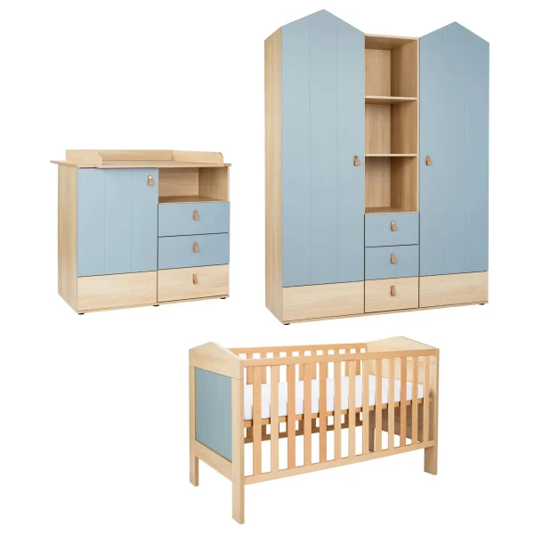 3-teiliges Babymöbel-Komplettset »Roofy« mit 2-trg. Kleiderschrank