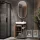 NYX Bathroom Furniture Set: 45 cm Wotan Oak Vanity with GLORA LED Mirror and Black Faucet