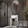 Ensemble de meubles de salle de bains NYX : lavabo de 45 cm blanc mat avec miroir GLORA à LED et robinetterie chromée