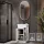 Ensemble de meubles de salle de bains NYX : lavabo 50 cm blanc mat avec miroir LED GLORA et robinetterie noire