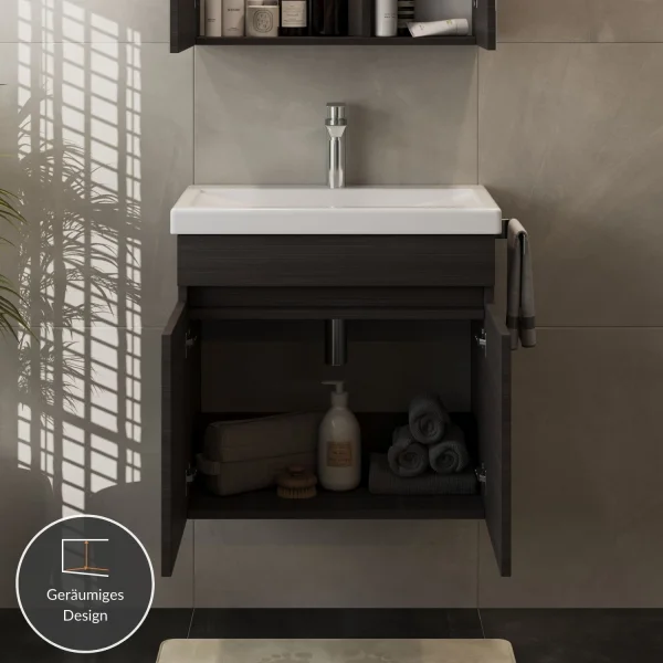 Lavabo de 60 cm con doble puerta - antracita