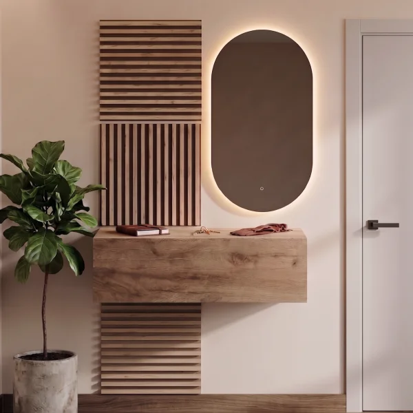 WEST Garderoben Set 100 cm mit AKUSTRA Paneelen und LED Spiegel