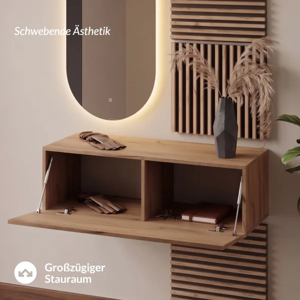 WEST Garderoben Set 100 cm mit AKUSTRA Paneelen und LED Spiegel