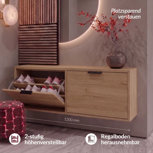 STIVIO Flur Set mit AKUSTRA Paneelen und NIVORA LED Spiegel