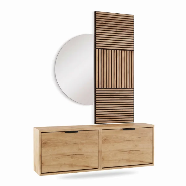 STIVIO Flur Set mit AKUSTRA Paneelen und NIVORA LED Spiegel