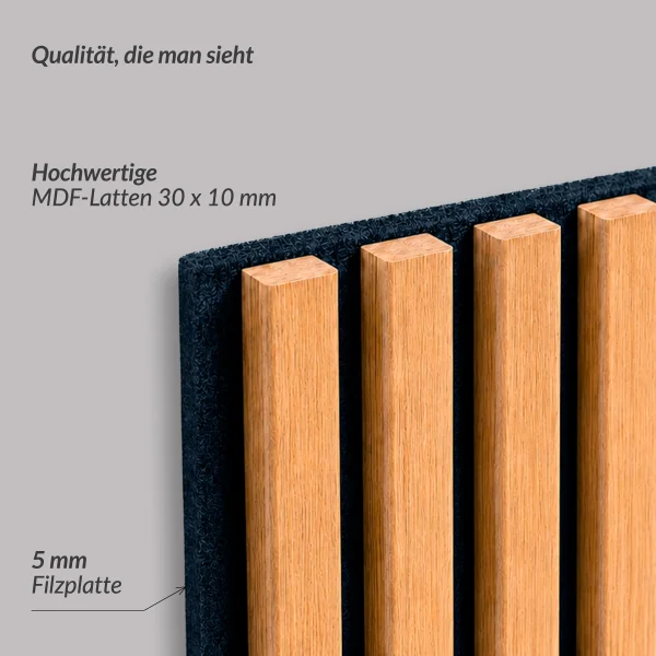 STIVIO Flur Set in Gold Eiche mit AKUSTRA Paneelen und NIVORA LED Spiegel
