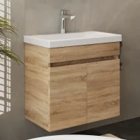 Meuble-lavabo 60 cm à double porte - chêne...