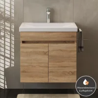 Meuble-lavabo 60 cm à double porte - chêne...