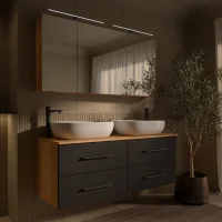 LUX Badm&ouml;bel Set 140 cm - mit 140 cm Spiegelschrank...