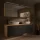 LUX Badmöbel Set 180 cm - Mit 180 cm Spiegelschrank ARIA (2x90 cm) in Gold Eiche und Aufsatzwaschbecken