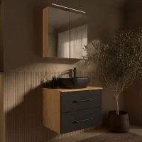LUX Badm&ouml;bel Set 70 cm - Mit Spiegelschrank ARIA 70...