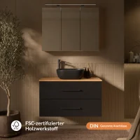 LUX Badmöbel Set 90 cm - Mit Spiegelschrank ARIA 90...
