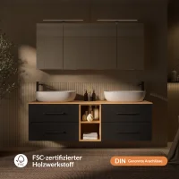 LUX Badmöbel Set 170 cm - mit 160 cm Spiegelschrank...