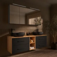 LUX Badmöbel Set 170 cm - mit 160 cm Spiegelschrank...