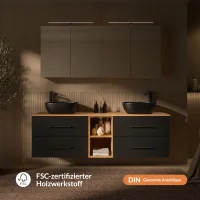 LUX Badmöbel Set 170 cm - mit 160 cm Spiegelschrank...