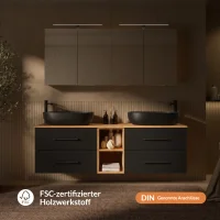LUX Badmöbel Set 170 cm - mit 160 cm Spiegelschrank...