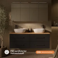 LUX Badmöbel Set 140 cm - mit 140 cm Spiegelschrank...