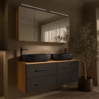 LUX Badmöbel Set 140 cm - mit 140 cm Spiegelschrank...