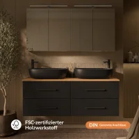 LUX Badmöbel Set 140 cm - mit 140 cm Spiegelschrank...