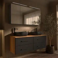 LUX Badmöbel Set 140 cm - mit 140 cm Spiegelschrank...