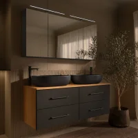 LUX Badmöbel Set 140 cm - mit 140 cm Spiegelschrank...