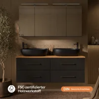 LUX Badmöbel Set 140 cm - mit 140 cm Spiegelschrank...