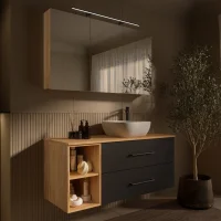 LUX Badmöbel Set 120 cm - Mit Spiegelschrank ARIA...
