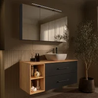 LUX Badmöbel Set 120 cm - Mit Spiegelschrank ARIA...