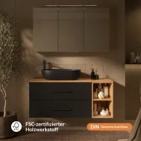 LUX Badmöbel Set 120 cm - Mit Spiegelschrank ARIA...