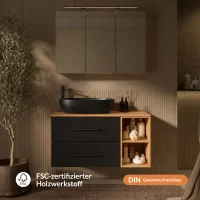 LUX Badmöbel Set 100 cm - Mit Spiegelschrank ARIA...