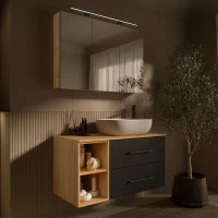 LUX Badmöbel Set 100 cm - Mit Spiegelschrank ARIA...