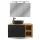 LUX Badmöbel Set 100 cm - Mit Spiegelschrank ARIA 100 cm in Anthrazit und Aufsatzwaschbecken 42 cm Schwarz