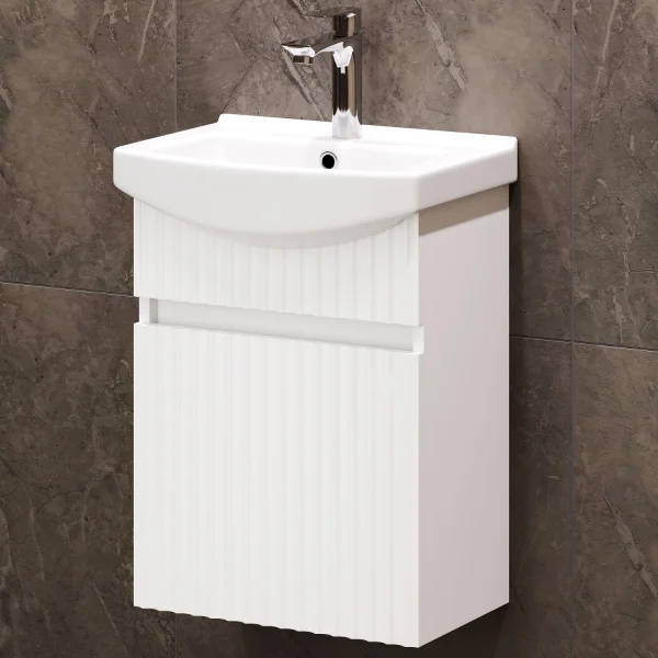 Mobile sottolavabo con lavabo Wega 45 cm bianco opaco