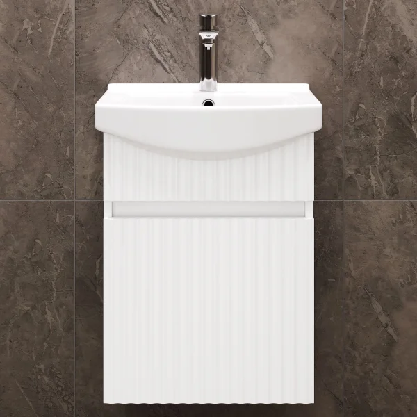 Mobile sottolavabo con lavabo Wega 45 cm bianco opaco