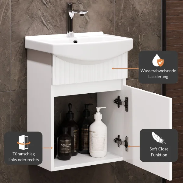 Mobile sottolavabo con lavabo Wega 45 cm bianco opaco