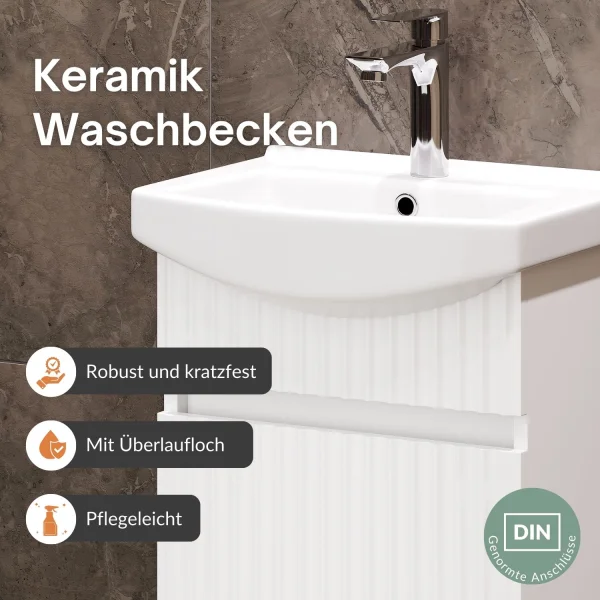 Mobile sottolavabo con lavabo Wega 45 cm bianco opaco