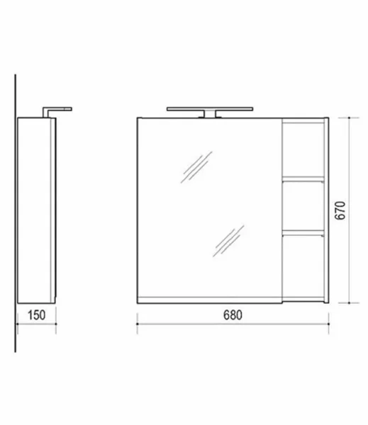 Mirror cabinet 70cm (Oregon)