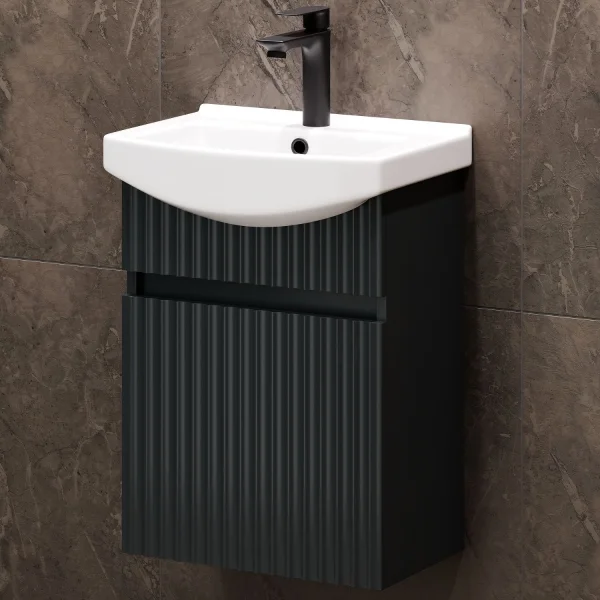 Waschtischunterschrank mit Waschbecken Wega 45 cm Anthrazit matt